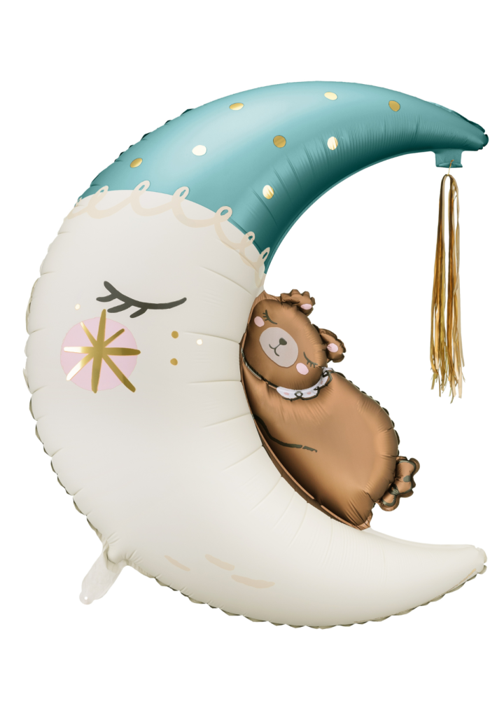 Balon MIŚ ŚPIĄCY NA KSIĘŻYCU turkus